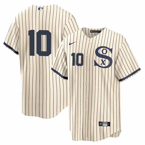 Men Chicago White Sox #10 No Name Cream stripe Dream version Game Nike 2021 MLB Jerseys